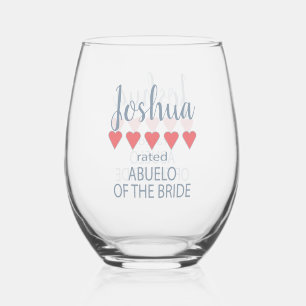 Verre À Vin Sans Pied Mariage et fête de mariage 5 Coeur Abuelo de la ma