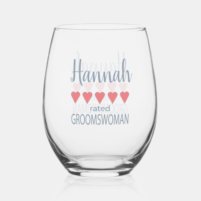 Verre À Vin Sans Pied Mariage et mariage 5 Coeur Groomswoman (Recto)