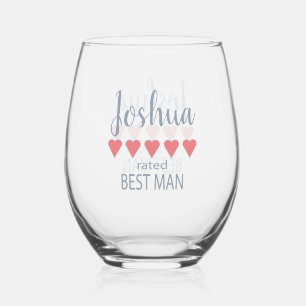 Verre À Vin Sans Pied Mariage et mariage 5 Coeur Meilleur homme