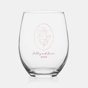 Verre À Vin Sans Pied Mariage Fleur de Rosier Classique du Jardin de Fam