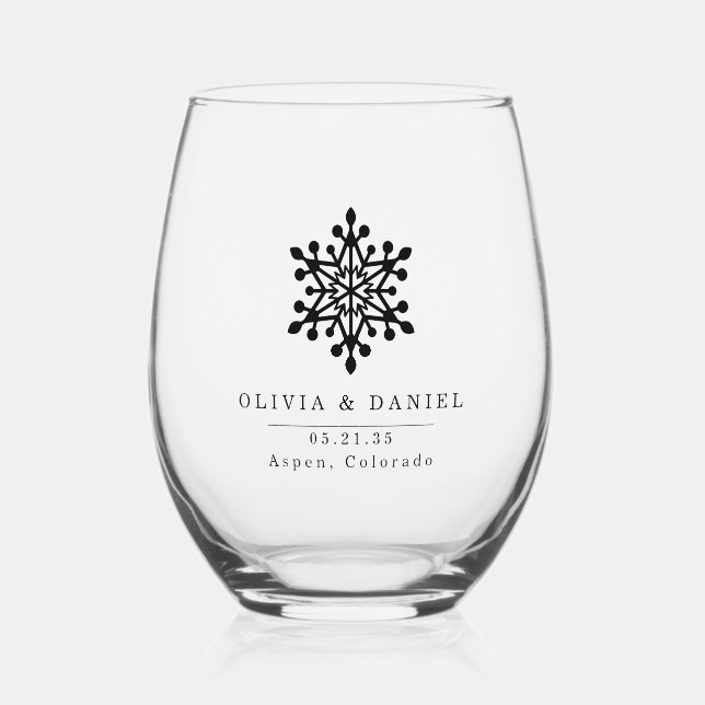 Verre À Vin Sans Pied Mariage flocon de neige destination mariage faveur (Recto)