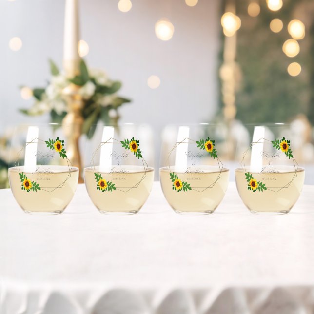 Verre À Vin Sans Pied Mariage géométrique tournesol (Insitu (Mariage))