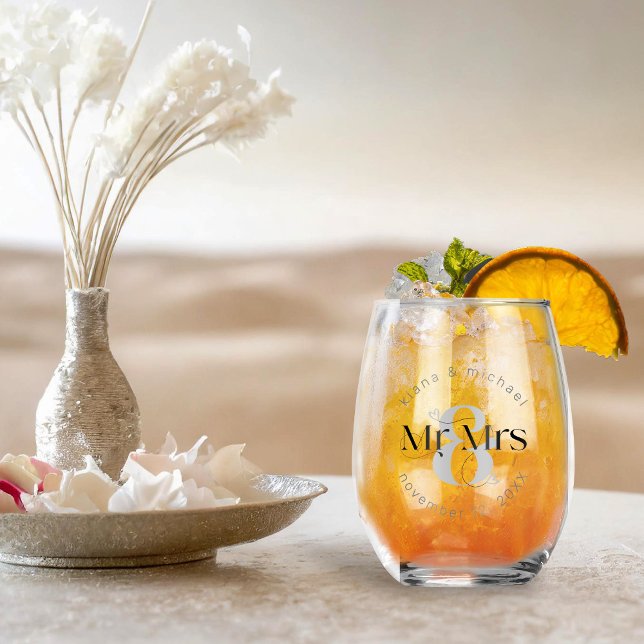Verre À Vin Sans Pied Mariage moderne décoratif M. & Mme ID887 (Créateur téléchargé)