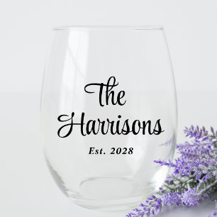 Verre À Vin Sans Pied Mariage monogramme élégant