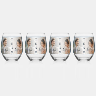 Verre À Vin Sans Pied Mariage personnalisé Gold & Blue pois