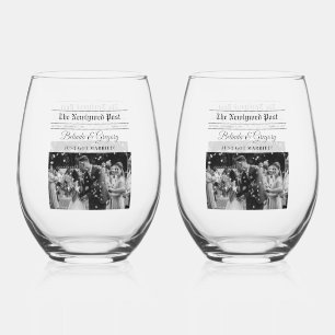 Verre À Vin Sans Pied Mariage photo noir et blanc du journal mariage