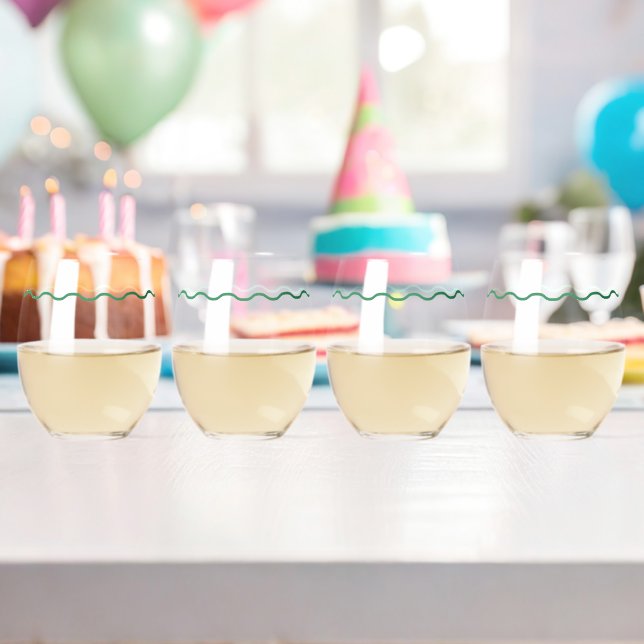 Verre À Vin Sans Pied Mariage rétro Green Wavy (Insitu (Anniversaire))