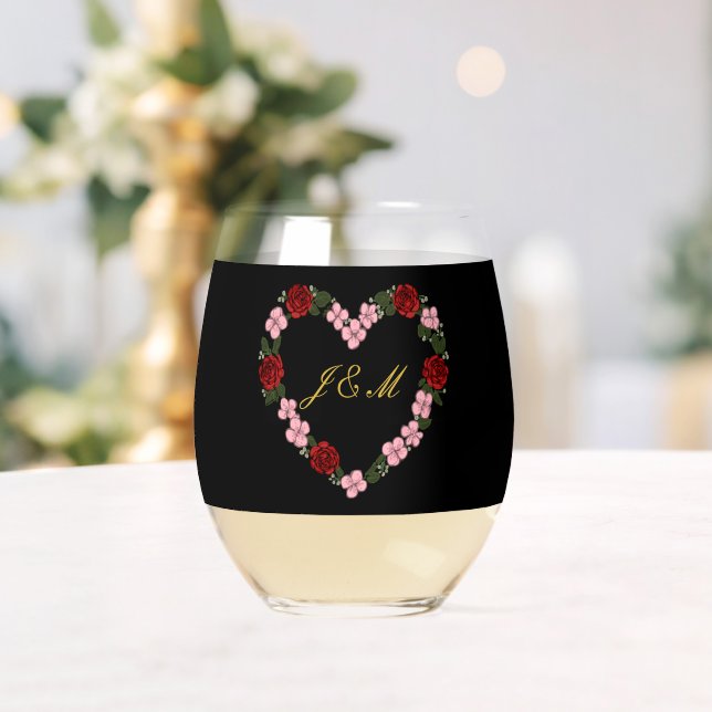 Verre À Vin Sans Pied mariage rose et noir (Insitu (Mariage))