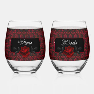 Verre À Vin Sans Pied Mariage Rose gothique foncé