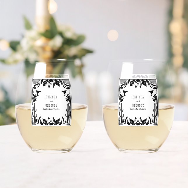 Verre À Vin Sans Pied Mariage rustique de cowboy de pays occidental (Insitu (Mariage))