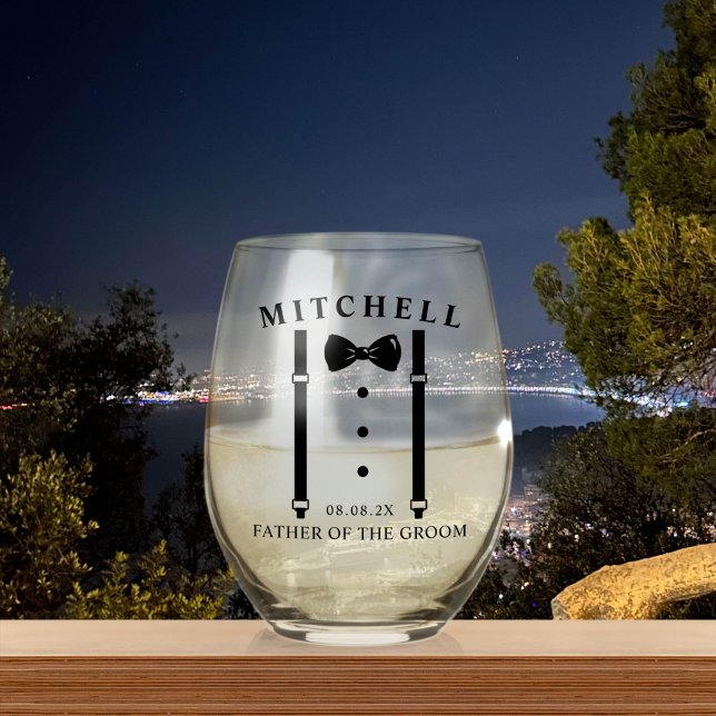 Verre À Vin Sans Pied Mariage Tuxedo Père personnalisé de la chambre (Créateur téléchargé)