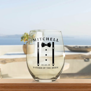 Verre À Vin Sans Pied Mariage Tuxedo Père personnalisé de la mariée