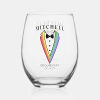 Mariage Tuxedo Personnalisé Groomsman Stemless Win