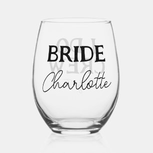 Verre À Vin Sans Pied Mariée d'enterrement de vie de jeune fille Nom