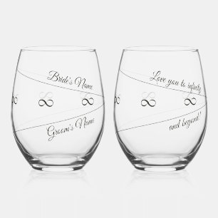 Verre À Vin Sans Pied Mariée et Groom, "Aimez-vous à l'infini et au-delà