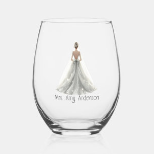 Verre À Vin Sans Pied Mariée Mme Mariage robe nuptiale cadeau personnali