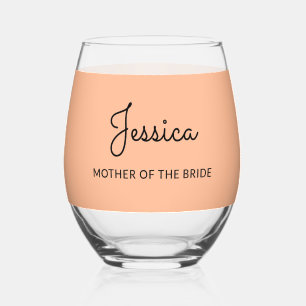 Verre À Vin Sans Pied Mariée personnalisée avec monogramme Mère de la ma