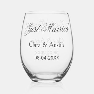 Verre À Vin Sans Pied Mariés add nom couple date année simulation de mar