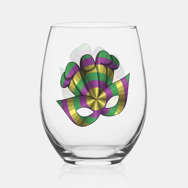 Verre À Vin Sans Pied Masque de Mardi Gras (Recto)