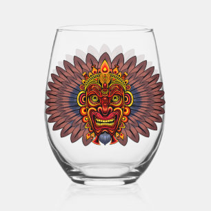 Verre À Vin Sans Pied Masque rituel du roi guerrier tribal