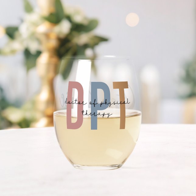 Verre À Vin Sans Pied Médecin DPT personnalisé de thérapie physique (Insitu (Mariage))