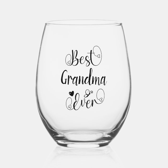 Verre À Vin Sans Pied Meilleur Grandma jamais mignonne Typographie moder (Recto)