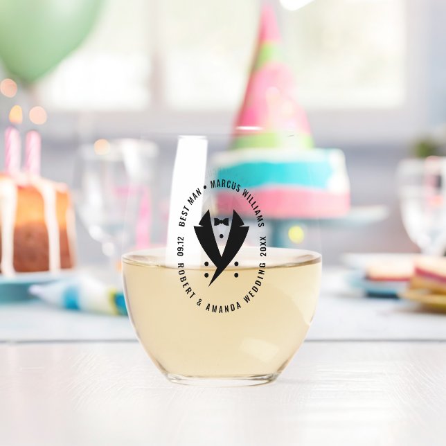 Verre À Vin Sans Pied Meilleur homme élégant Mariage Tuxedo (Insitu (Anniversaire))