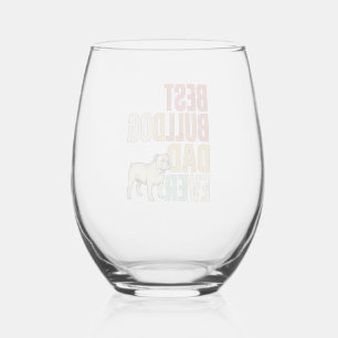 Verre À Vin Sans Pied Meilleur Papa Bouledogue Ever Vintage Gravure T-Sh