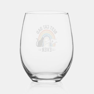 Verre À Vin Sans Pied Meilleur Papa Chat Vintage Design pour Amateur de