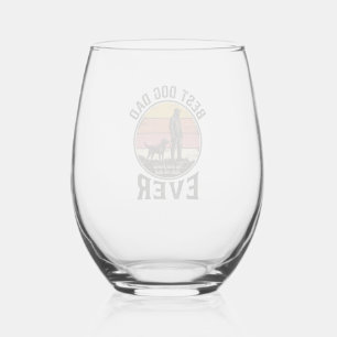 Verre À Vin Sans Pied Meilleur Papa Chien Conception Vectorielle Vintage