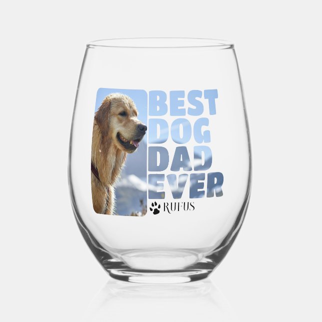 Verre À Vin Sans Pied Meilleur papa chien personnalisé (Recto)