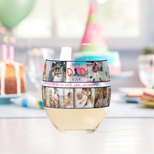 Verre À Vin Sans Pied Meilleur papa Ever 20 Photo Collage Fête des pères