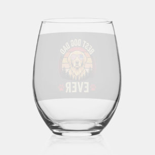 Verre À Vin Sans Pied Meilleur papa pour chien Retro Golden Retriever