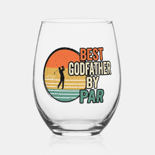 Verre À Vin Sans Pied Meilleur Parrain par Par Vintage Golf Vector Desig