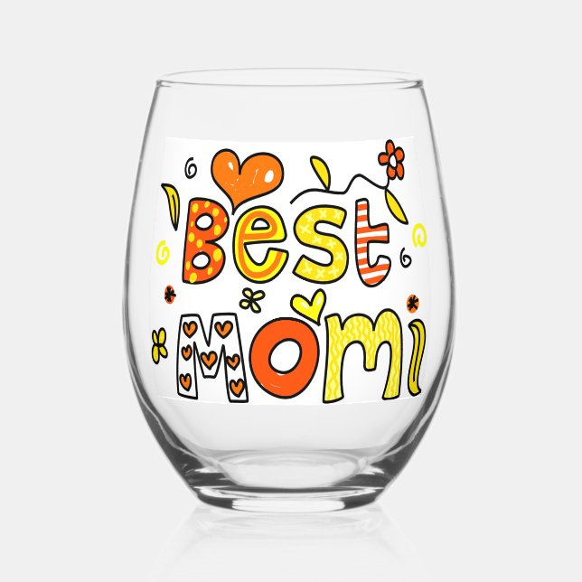 Verre À Vin Sans Pied Meilleure maman (Recto)