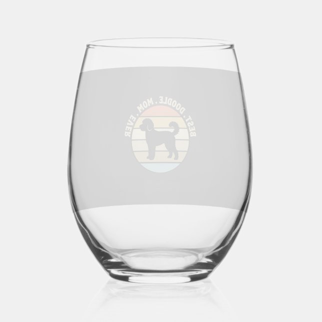 Verre À Vin Sans Pied Meilleure maman Doodle Rétro Chien (Recto)