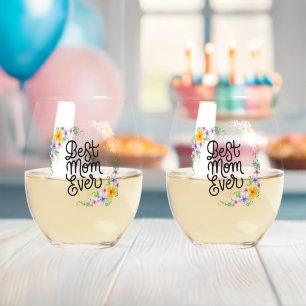 Verre À Vin Sans Pied Meilleure maman jamais colorée
