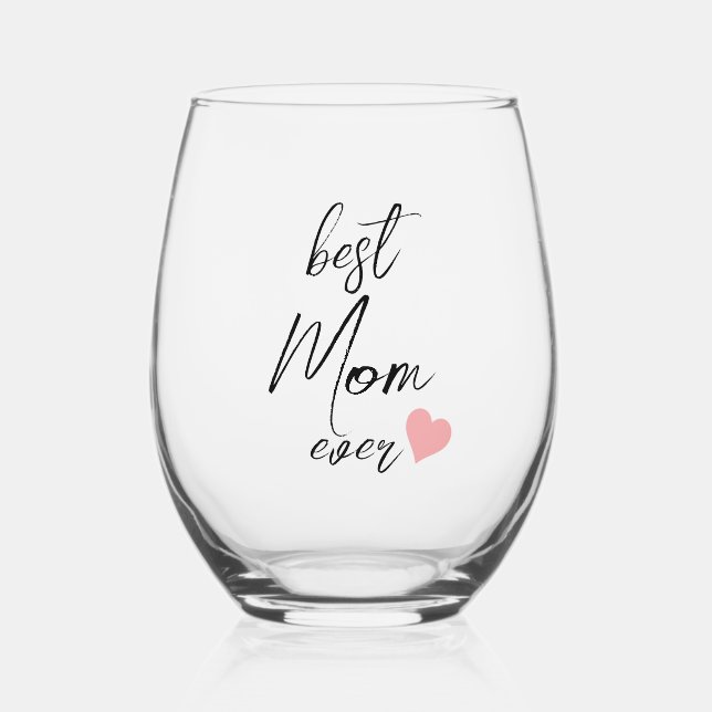 Verre À Vin Sans Pied "Meilleure maman jamais" élégant script (modifiabl (Recto)