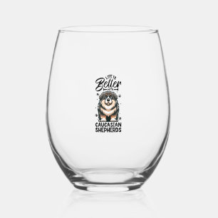 Verre À Vin Sans Pied Meilleure vie avec le chien pasteur du Caucase