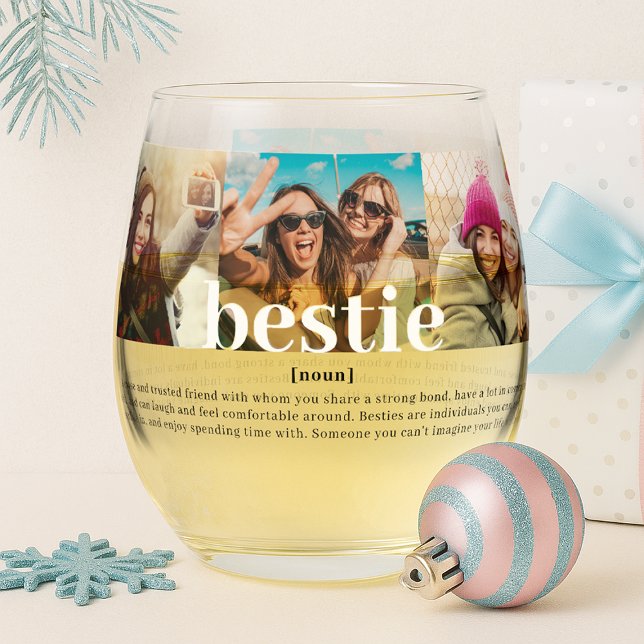 Verre À Vin Sans Pied Meilleures Amies Signification Meilleures Amies Mo (Modern Custom Bestie Meaning Best Friends Stemless Wine Glass)