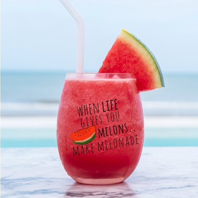 Verre À Vin Sans Pied Mélonade amusante Verre de vin Stemless Personnali (If you love watermelon juice (and who doesn't) add your name to this stemless wine glass & sip away)