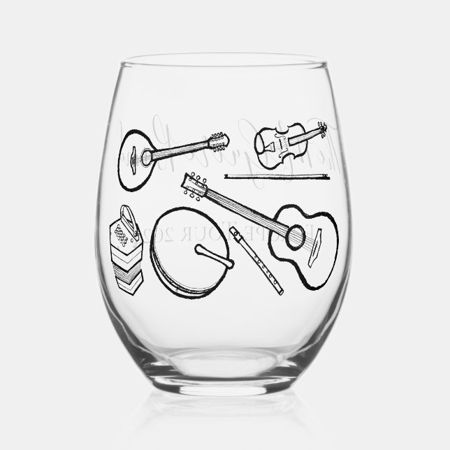 Verre À Vin Sans Pied Mémoire acoustique personnalisable (Recto)