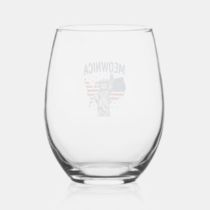 Verre À Vin Sans Pied Meownica Chat Patriotique Design Vectoriel Vintage