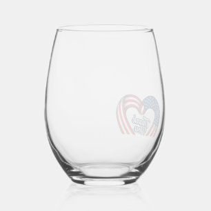 Verre À Vin Sans Pied Merci Cœur Patriotique Design Vectoriel Vintage_1
