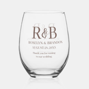 Verre À Vin Sans Pied Merci Monogramme personnalisé en faveur de mariage