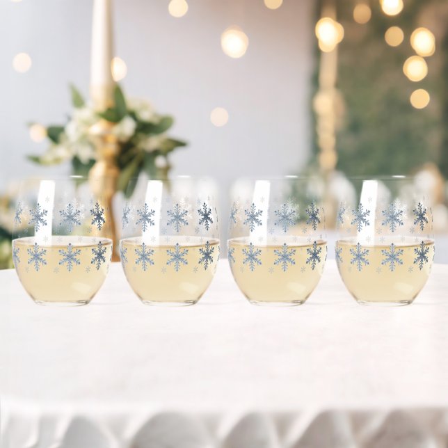 Verre À Vin Sans Pied Merry Christmas Elegant Snowflake Holiday Winter (Insitu (Mariage))