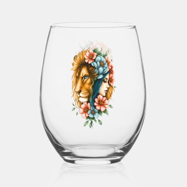 Verre À Vin Sans Pied Merveilleuse femme dont les cheveux longs et fluid (Recto)