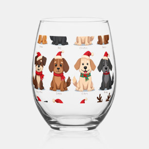 Verre À Vin Sans Pied Mignons 12 chiens Xmas drôles amateurs de chiens N
