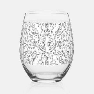Verre À Vin Sans Pied Minimalist Grey Floral Pattern