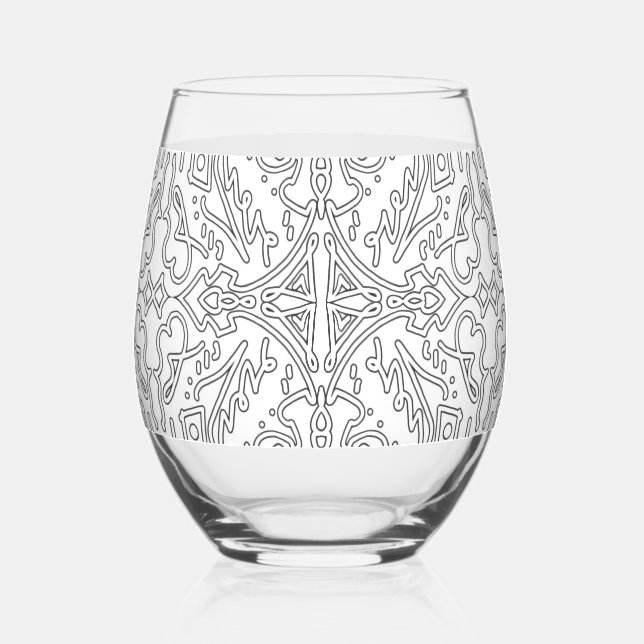 Verre À Vin Sans Pied Minimalist Grey Floral Pattern (Recto)
